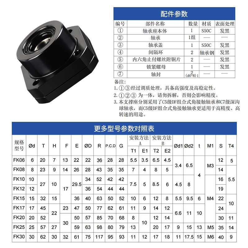 FK20-C7规格圆型木工机械设备丝杆轴承座 高精密滚珠丝杆支撑座图3