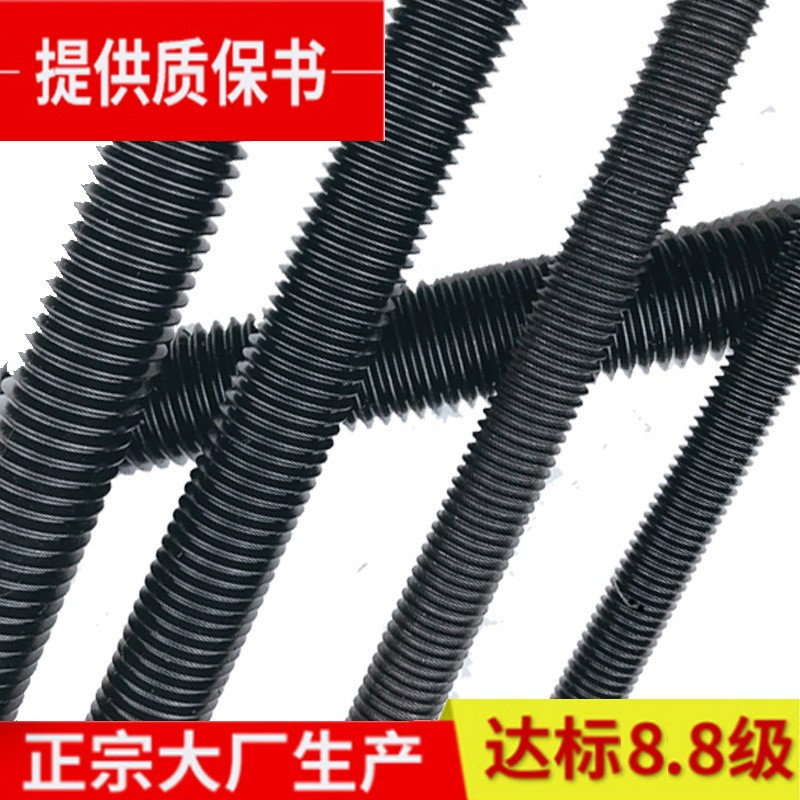 国标发黑8.8级 通丝杆 通丝牙条 全牙螺纹杆M6M8M10M12M14M16M48 5件图2