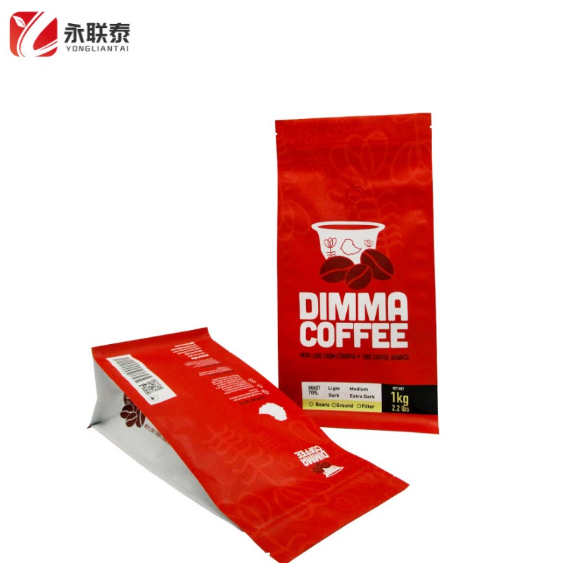 厂家定制咖啡豆包装袋八边封食品自立袋铝箔开窗排气阀拉链自封袋图4