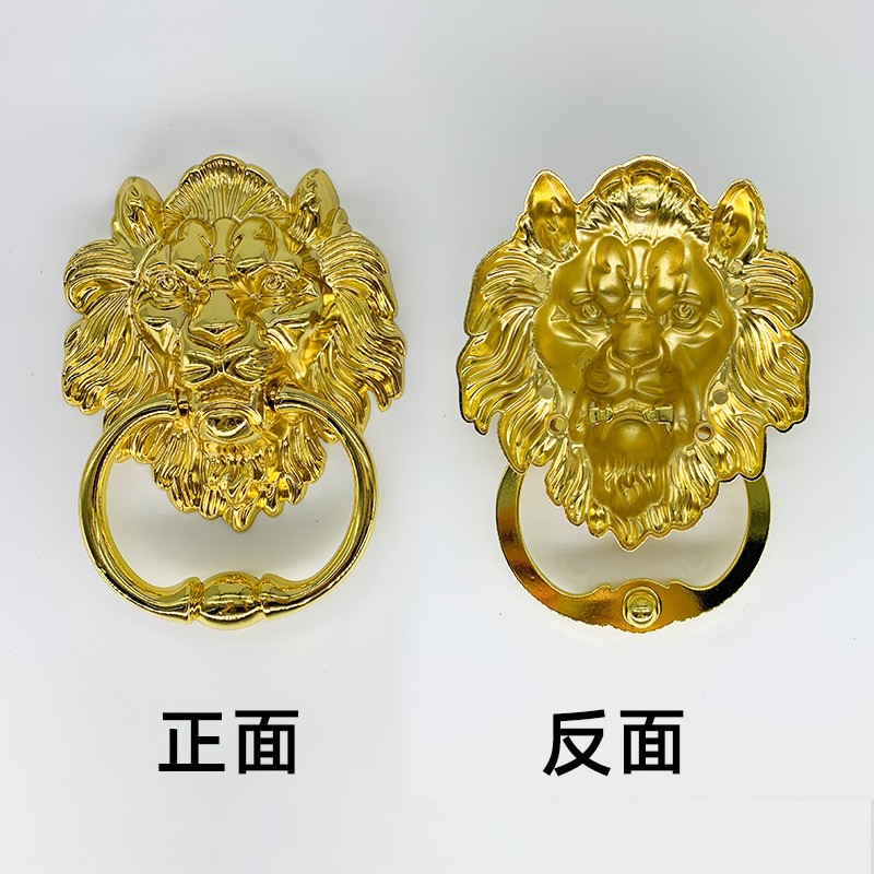 狮子头大拉环新中式仿古银色锌合金大门拉手虎头门拉环木门把手 1套图3