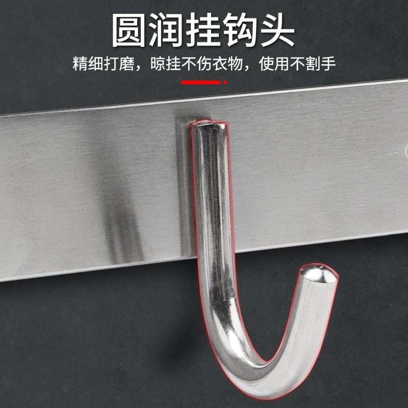 左钢304不锈钢实心不锈钢衣钩排钩挂衣钩 厨卫挂件 卫生间毛巾勾 2个图2