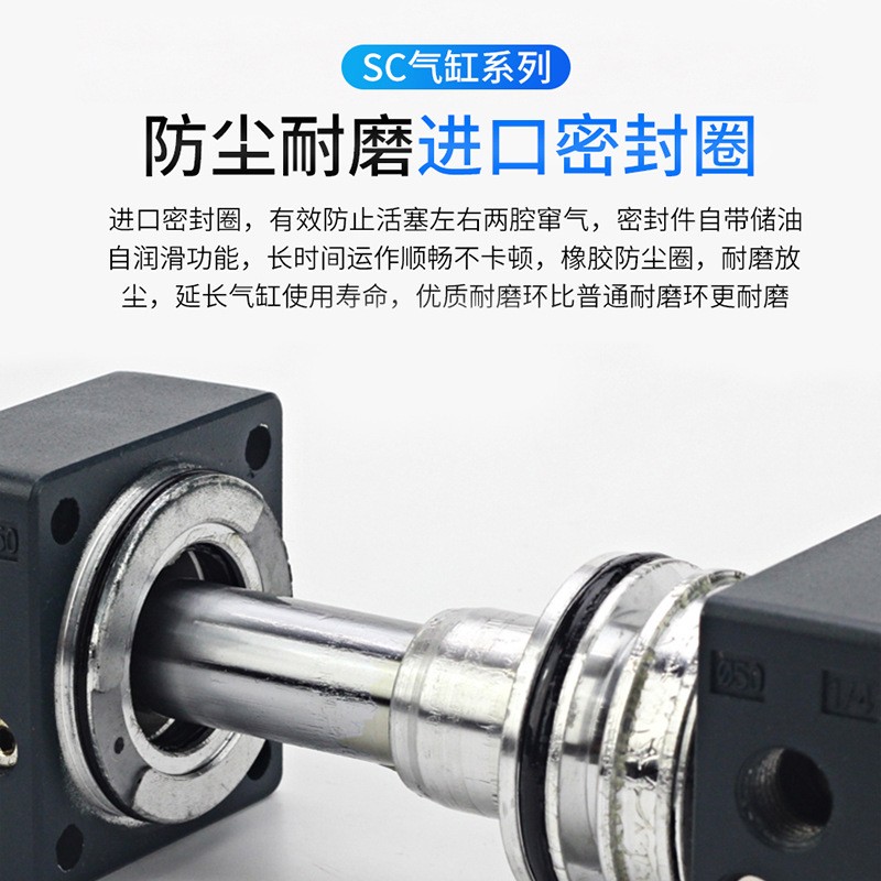 小型气动大推力标准气缸SC63/80/100X75X100X125X150X200X300X400  银色 SC80X175图2