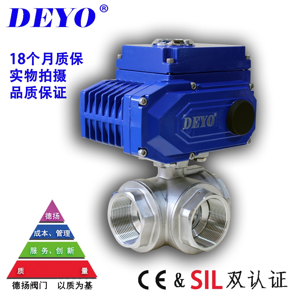Q914/5F电动三通球阀 T/L型换向 丝口304/316L DN15/20/25/32/40 1个图2