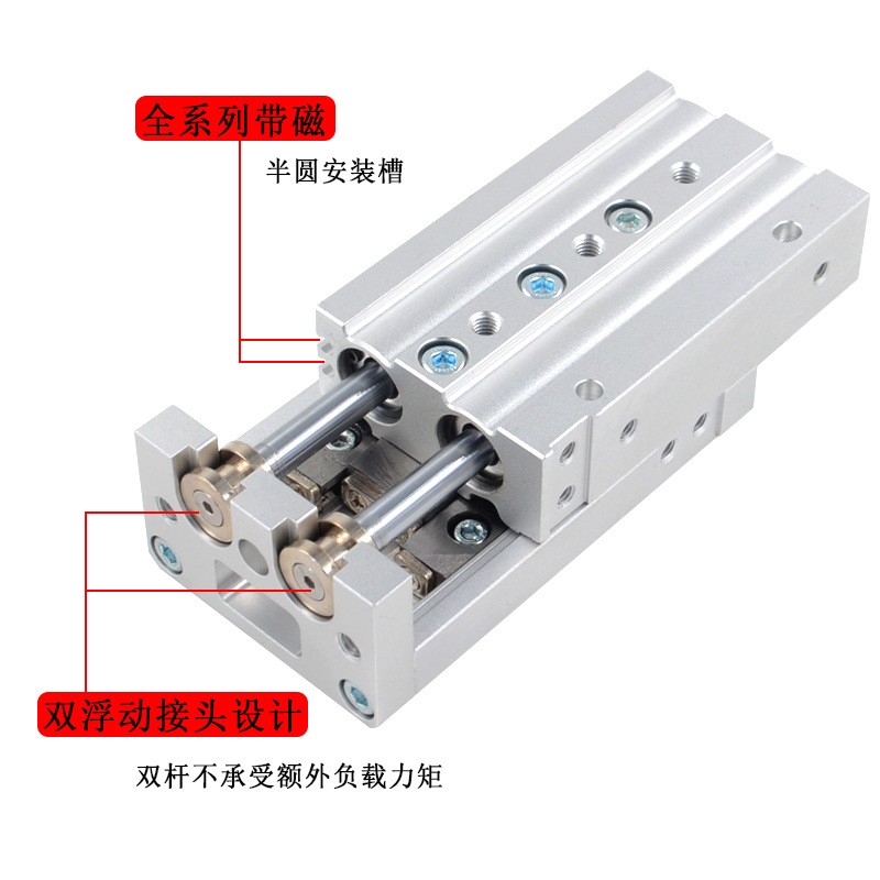 气动滑台气缸MXS8-20/MXS12-50S交叉导轨HLS16-75/12-100/16-125A 1套图2