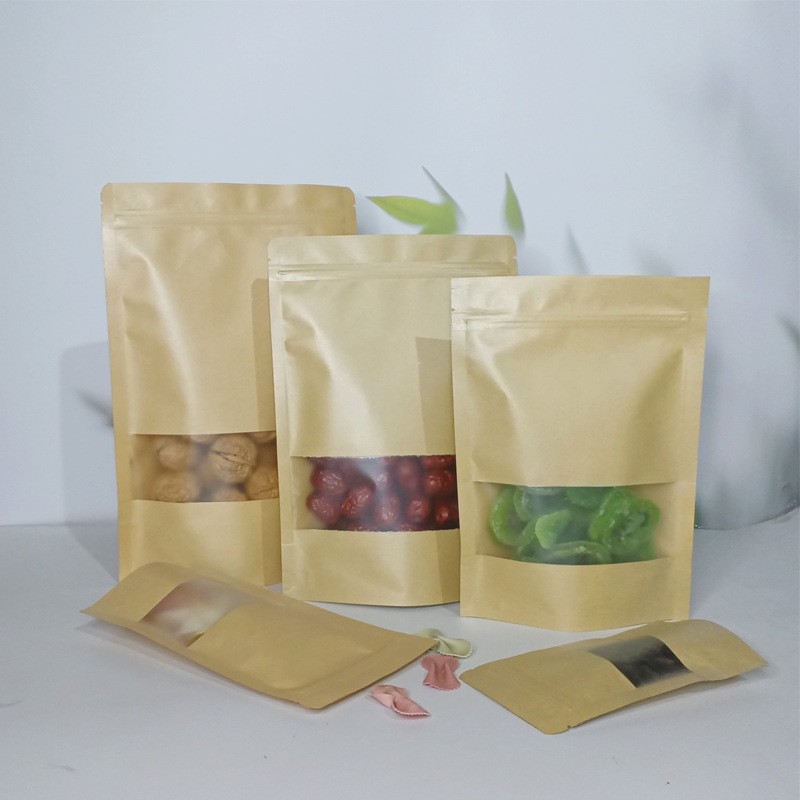 开窗牛皮纸袋茶叶坚果包装袋牛皮纸自立自封袋干货密封袋子食品袋图2
