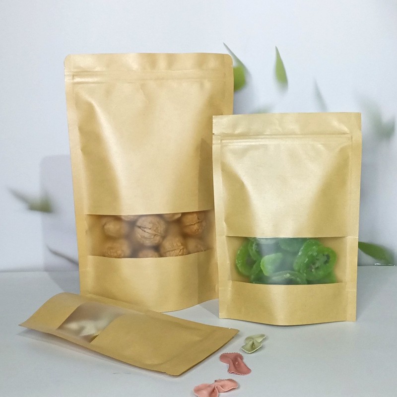 开窗牛皮纸袋茶叶坚果包装袋牛皮纸自立自封袋干货密封袋子食品袋图3
