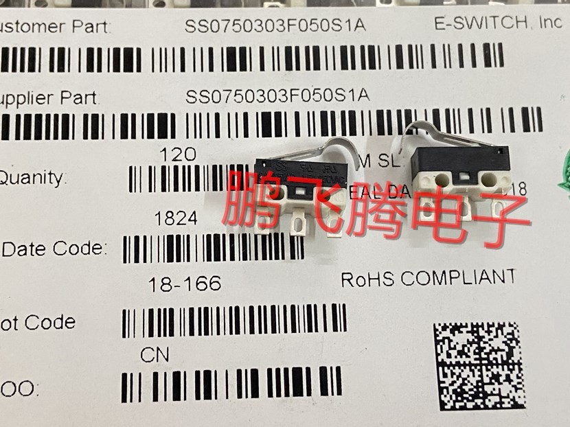美国E-SWITCH SS0750303F050S1A小型微动行程开关 3脚带R柄摆杆3A图5