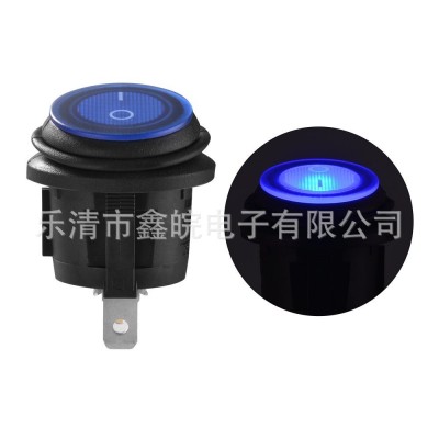 蓝色灯防水船型开关 /连体防水跷板电源开关 12V 24V车载改装开关  1个