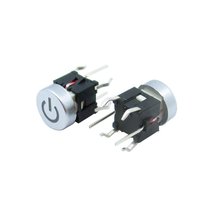 6*6带灯轻触开关 插脚LED灯带镭雕电源符号按键帽φ=7.5/ 8/10mm  100个图5