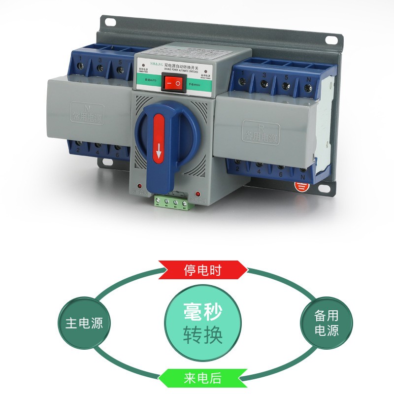 CB级双电源自动转换开关微型双电源4P家用备用电源切换开关图2