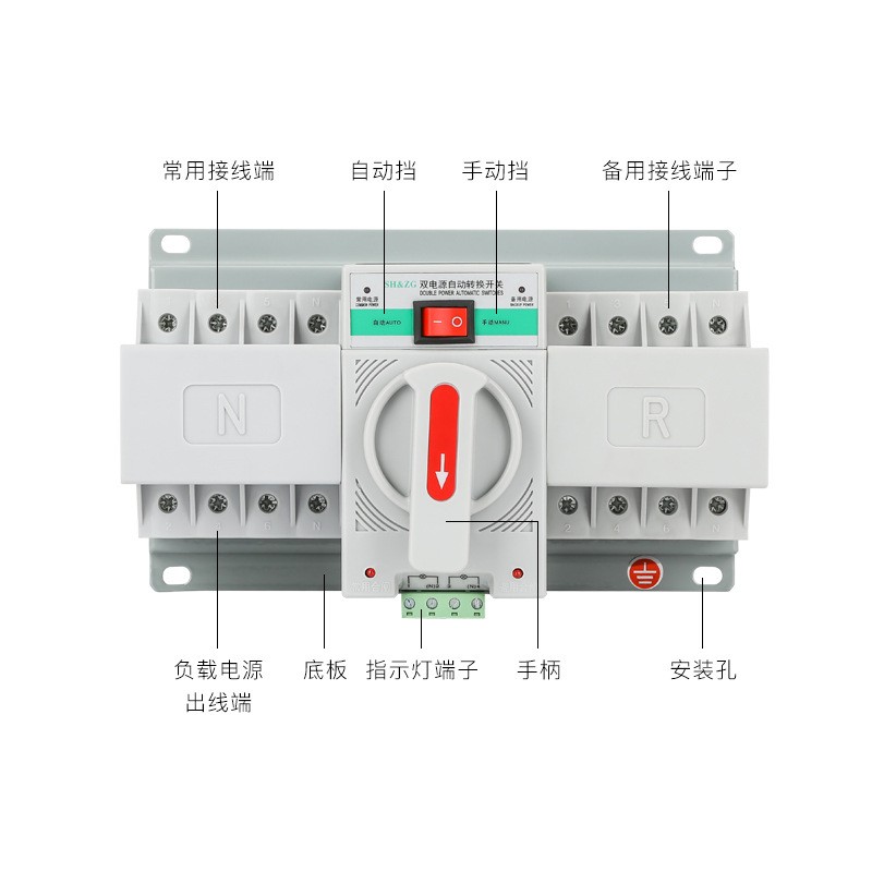 CB级双电源自动转换开关微型双电源4P家用备用电源切换开关图3