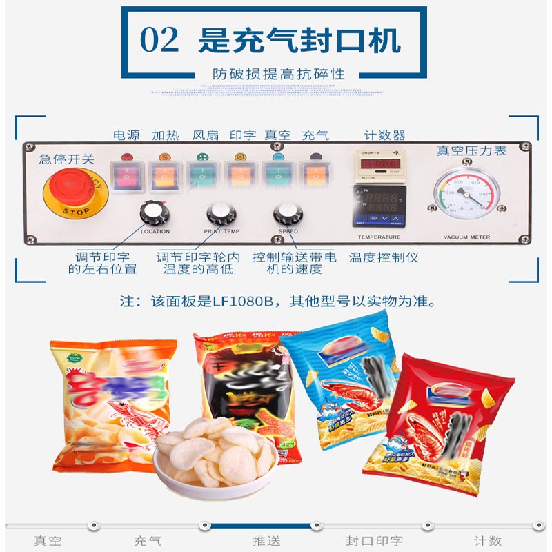厂家LF1080墨轮连续式真空抽气口罩封口机 打字计数充氮气封口机图3