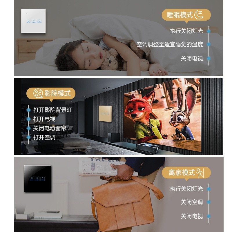 正尚C4涂鸦智能开关WiFi无线远程语音面板tuya欧规alexa Google  1只图5