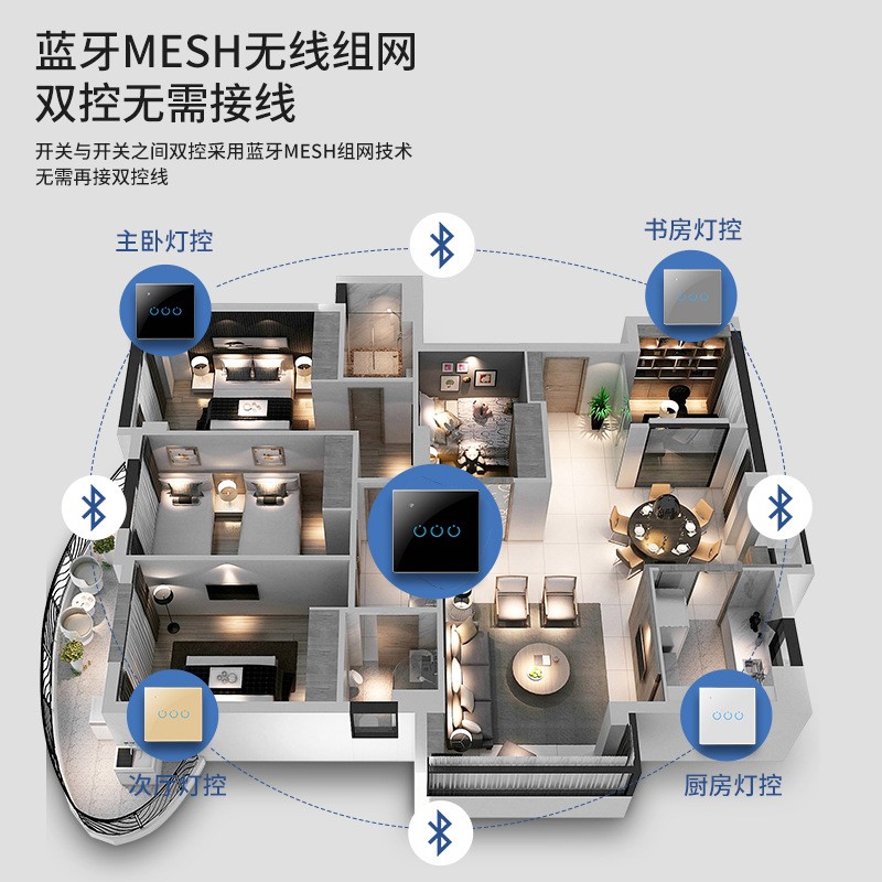 一件代发正尚C4小米米家蓝牙mesh触摸智能开关面板小爱同 学语音  1只图4