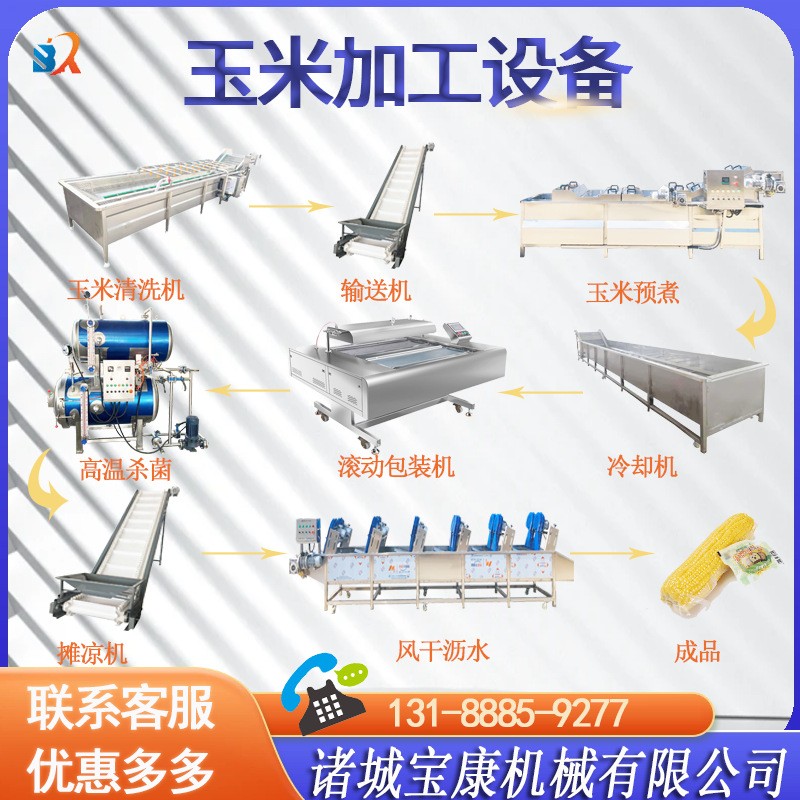 速冻玉米整套生产设备 糯玉米加工流水线 即食玉米加工流水线图3