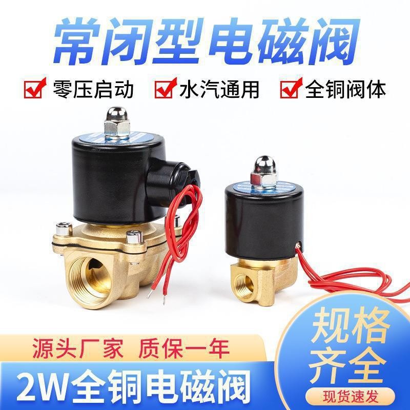 全铜常开/常闭2W025-08 2W040-10 2W160-15 2W200-20水油 气电磁阀  1个图3