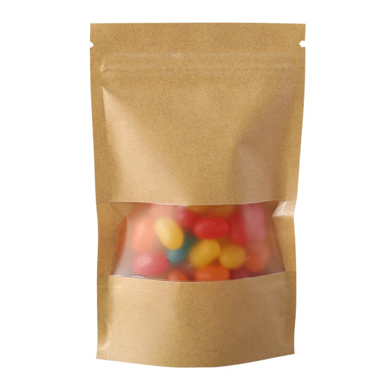 批发自立自封袋零食坚果茶叶包装袋糖果食品密封袋子开窗牛皮纸袋图5