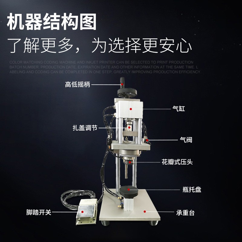 小型半自动西林瓶香水扎盖机 气动安瓶口服液扎口机设备厂家批发图2