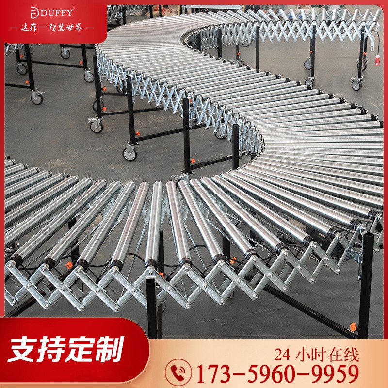 小型不锈钢流水线 装车卸货神器动力滚筒输送机 伸缩输送线滚筒线图3