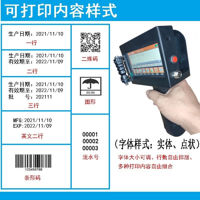 嘉绘打码机 小型打点状生产日期食品包装纸箱手持喷码机图2