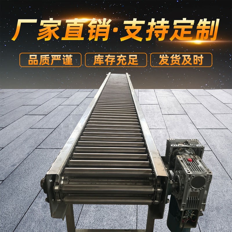 动力滚筒输送机 物流分拣流水线托辊卸货滚轮送料架 不锈钢传送带图2