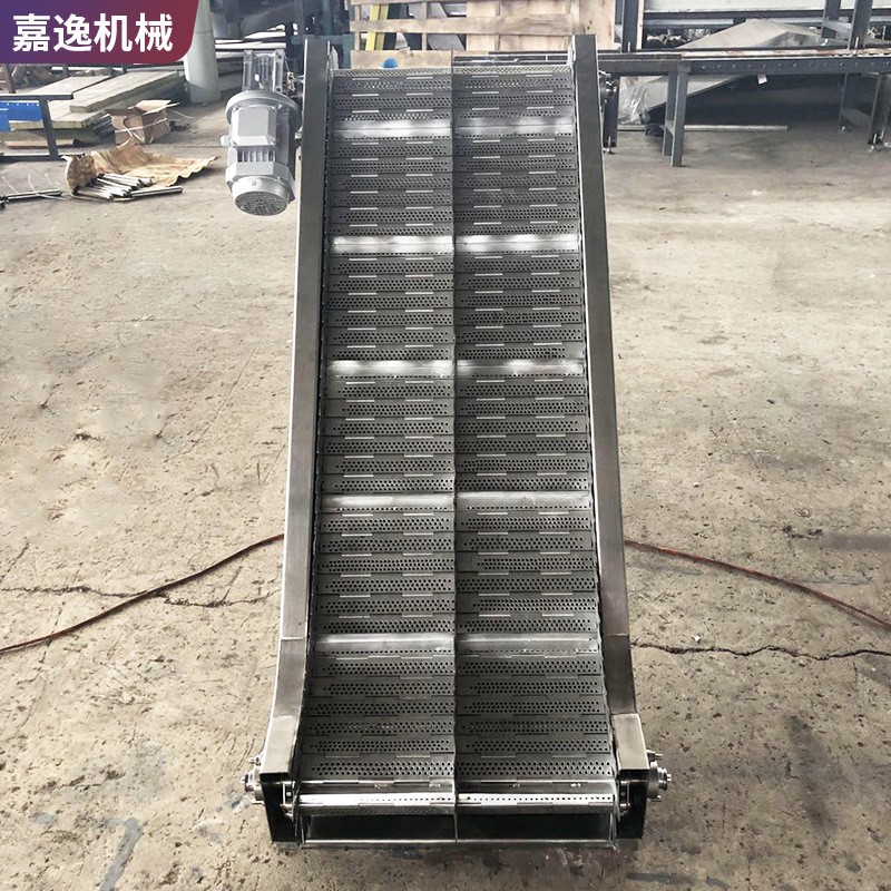 不锈钢链板提升机工业上料机挡板爬坡机毛豆花生上料清洗输送机图3