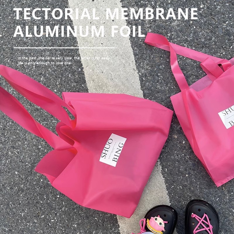 火龙果色磨砂手提袋可印LOGO装衣服可肩背女装礼品袋服装店购物袋图3