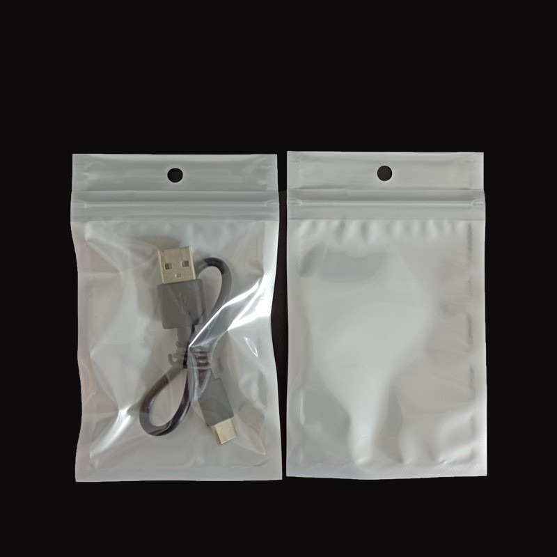 一面白色一面透明珠光袋阴阳骨袋珠光膜自封袋饰品首饰包装袋现货图2