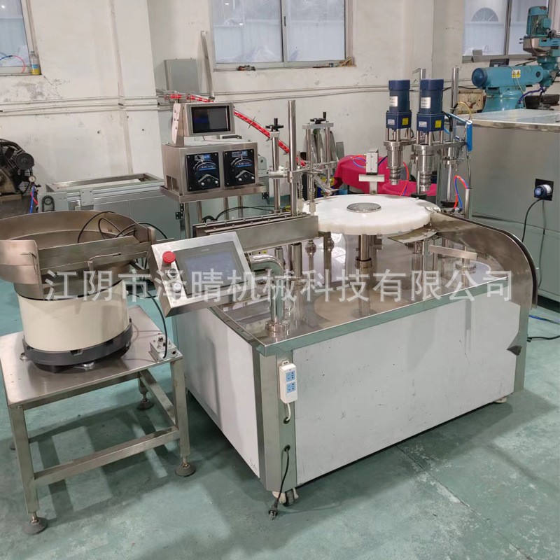 全自动双头液体灌装机 圆瓶方瓶转盘式化妆护肤品液体灌装旋盖机图2