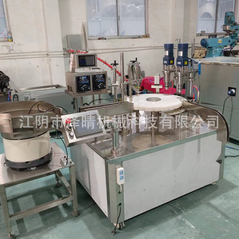 全自动双头液体灌装机 圆瓶方瓶转盘式化妆护肤品液体灌装旋盖机图3