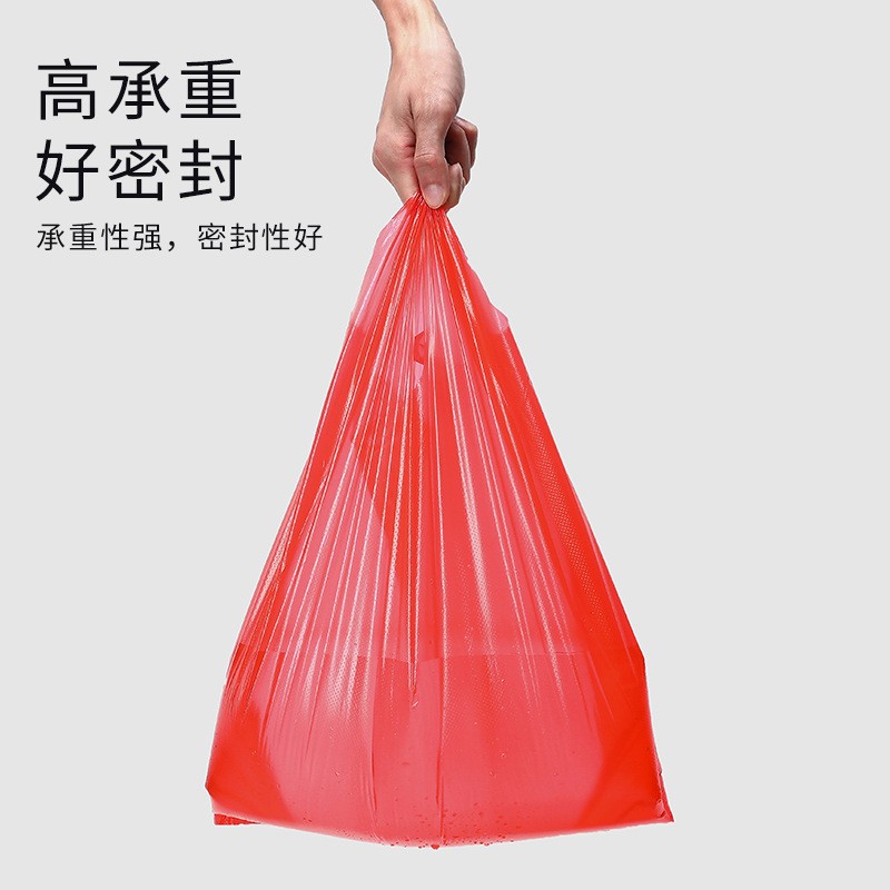 加厚红色塑料袋批发手提购物包装袋垃圾袋家用蔬菜外卖打 包背心袋图4