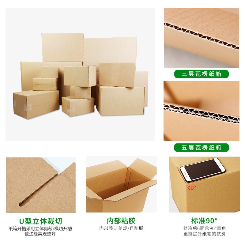 批发现货纸箱长方形邮政纸箱打包快递电商纸盒特硬瓦楞半高纸箱图4