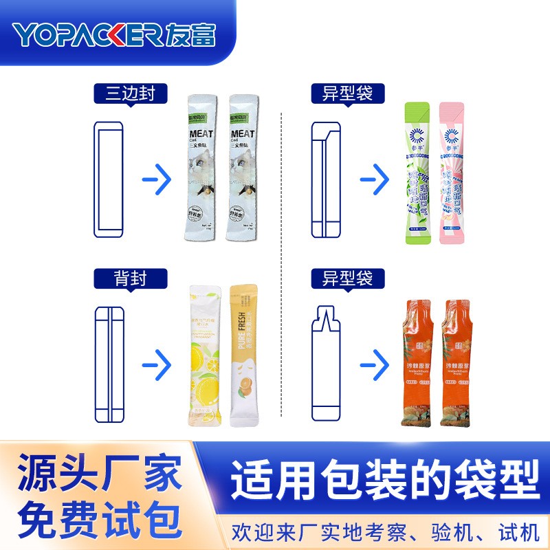 圆角背封液体包装机蜂蜜猫条漱口水长条包装设备全自动液体包装机图3