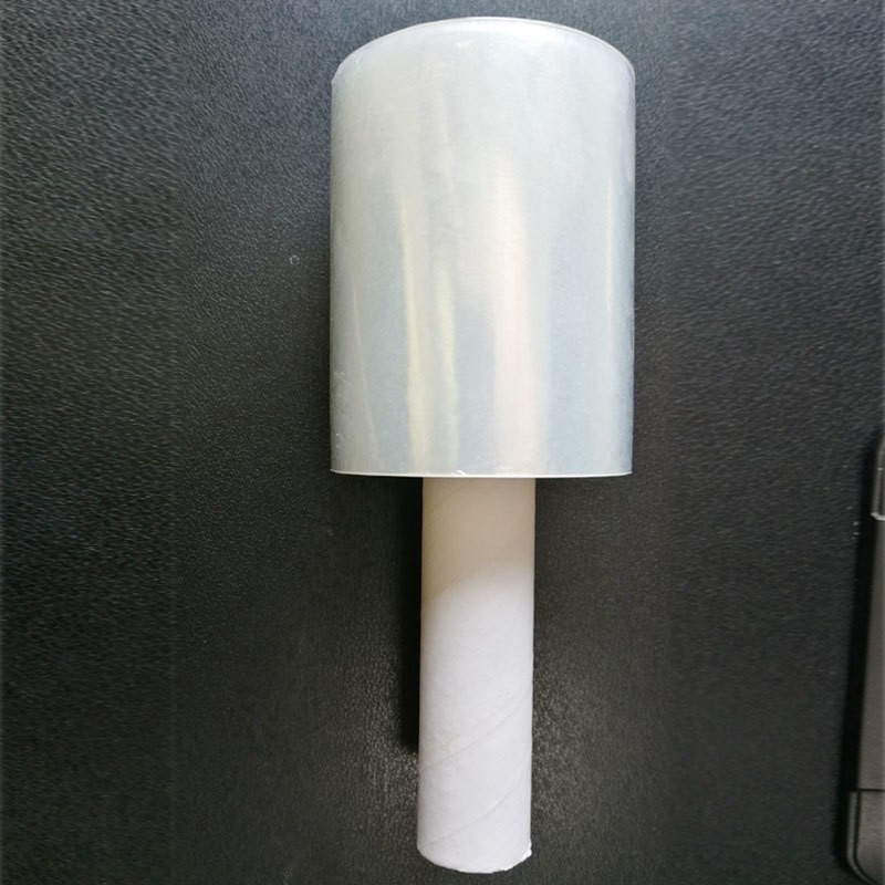 厂家直供pe迷你拉伸缠绕膜带手柄透明自粘包装膜 手柄缠绕膜图3