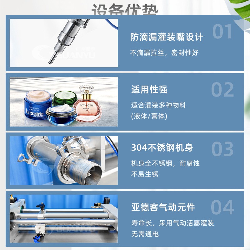 半自动灌装机洗发水沐浴露全自动分装机高精度气动卧式自吸灌装机图4