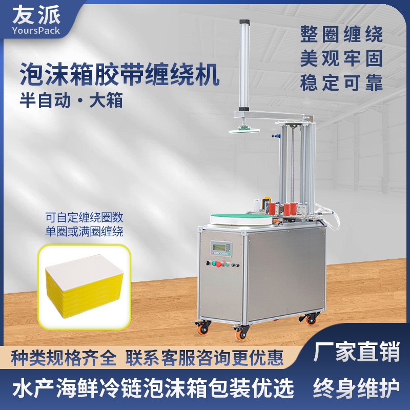 友派全自动泡沫箱胶带缠绕机纸箱封箱机缠满整圈闸蟹生鲜保温打包图2