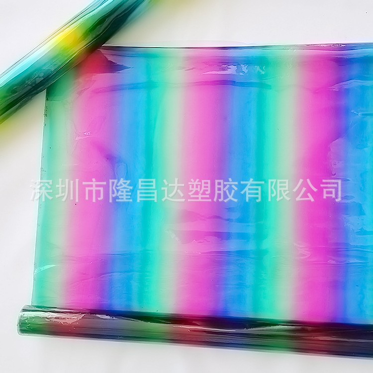 PVC薄膜 条纹渐变彩色膜 透明膜 文具化妆袋材料图5