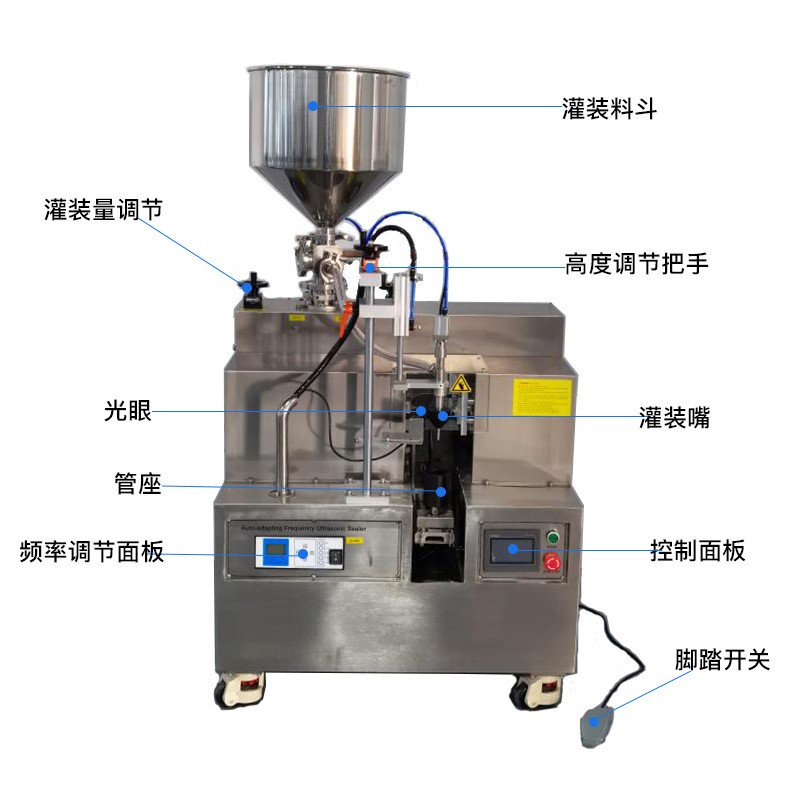 半自动灌装封尾机一体超声波单工位罐装软管封口机乳霜塑料复合管图4