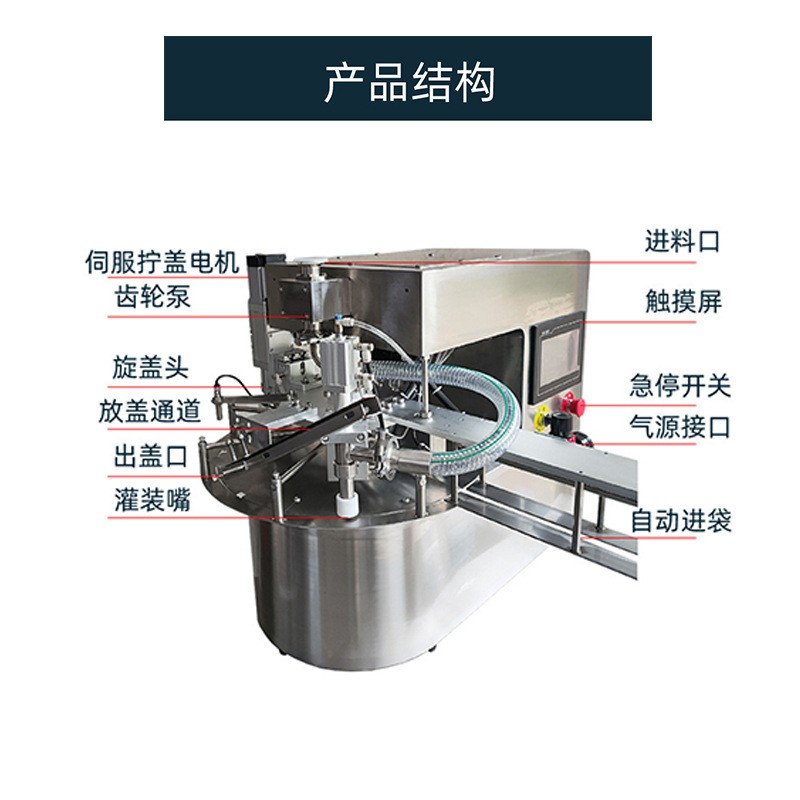 全自动自立袋灌装机桌面旋转式吸嘴给袋式生产设备罐装旋盖一体机图3