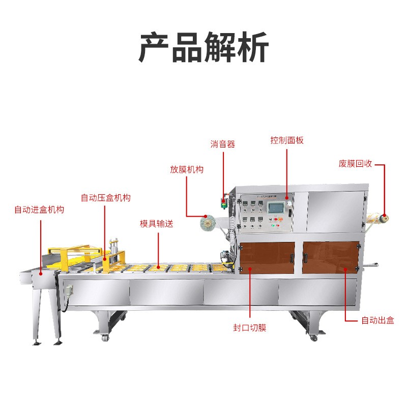 快餐打包盒塑料盒全自动封口机红薯花生芽全自动连续冲氮气封口机图4