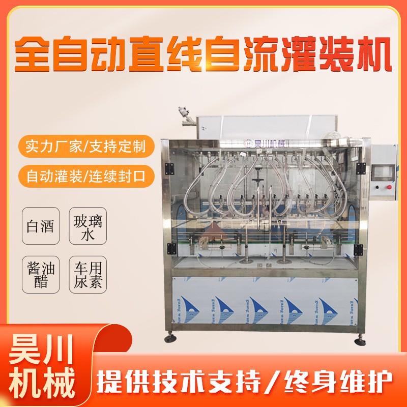 酒精消毒液全自动直线自流灌装机 白酒酱油玻璃水车用尿素灌装机图2