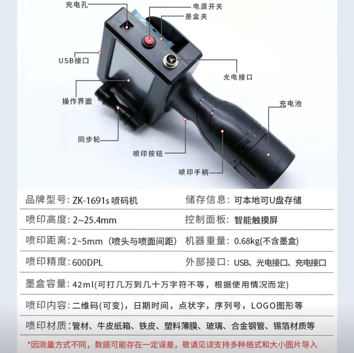 批发手持喷码机日期批号礼盒图案商标全自动智小型迷你手持打码机图2