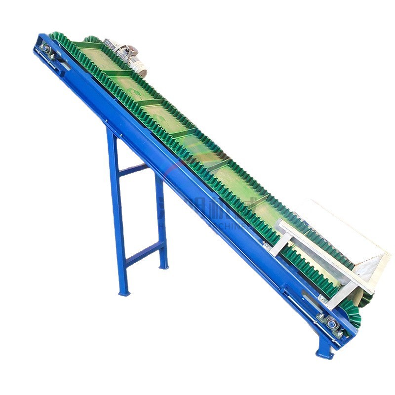 小型皮带爬坡上料机 PVC裙边格挡倾斜传送带图5